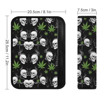 Soft Padded Seat Belt Cover for Girls and Boys, Stroller Pushchair High Chair, 2 Piece Pot Leaf Weedleaf Skull Smoking Shoulder Protector Anti-Slip Pad - color: Pattern 535