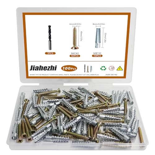 100 Pcs M4 M8 Tree Shaped Steel Hollow Wall Anchor with Screws, Metal Expansion Screws for Concrete and Drywall, Loose Hinge Hole Repair Kit - size: M4/8-100 Pcs