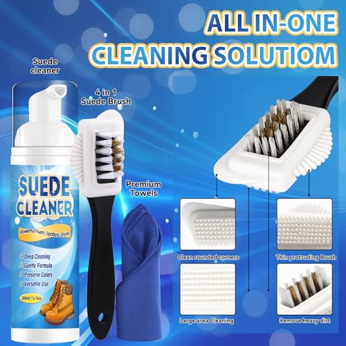 Bondtech Suede Shoe Cleaner Kit, Nubuck & Suede Cleaner with Brush & Towel, Foam Removes Dirt and Stains from Shoes, Boots - size: 200ml 1pack
