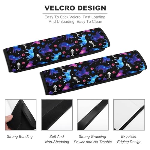 2 Pack Universal Fit Seat Belt Shoulder Pad for Kids, Car Seats Pushchair Strollers High Chair Pushchair, Black Purple Cat Shoulder Protector, Anti-Slip Pad - color: Pattern 802