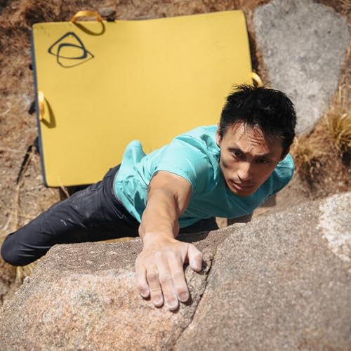 Asana Focus Crash Pad for Bouldering & Climbing - Dual Density Foam with Open/Closed Cell Layering - Deluxe Suspension System - Metal Cam Buckles & High-Vis Handles - 48x36x4