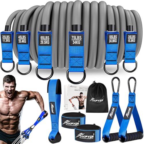 HPYGN Heavy Resistance Bands, 300LBS Exercise Bands for Working Out, Fitness Bands with Handles, Workout Bands for Men, Weight Bands Set for Muscle Training, Strength, Slim, Yoga, Home Gym Equipment - color: Blue, style: 360LBS