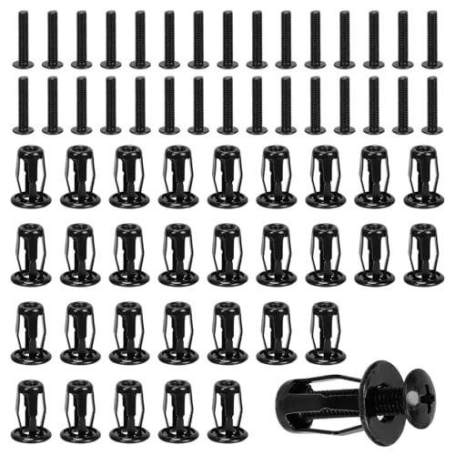 Swpeet 60Pcs M5 Hollow Jack Nuts with Flat Countersunk Head Machine Screws Assortment Kit, Threaded Insert Petal Nuts, Expansion Nut, Nutserts Screws, Flat Head Phillips Screws for Hollow Wall Iron - size: M5