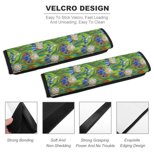 Breathable Car Seat Belt Pad for Girls and Boys, Stroller Pushchair High Chair, 2PCS Irises Flowers Painting Shoulder Harness Cover Easy Install (No Tool) - color: Pattern 530