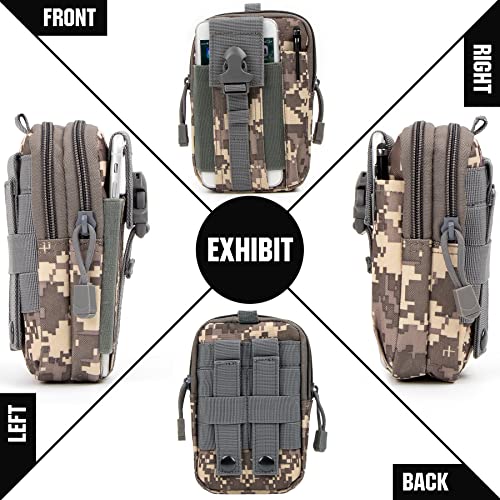 Tactical Molle Pouch Compact Utility Waist Bag Phone Holster Holder for 4.7"-6.9" iPhone 15 Pro Max/15 Pro/14 Plus/14 Pro Max/14/13 Pro Max/13 Pro/12 Pro Max/11 Pro Max - color: Camouflage Digital Grey