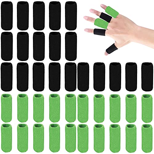 ELANE 40 PCS Finger Splint Finger Holster Thumb Brace Support Elastic Sleeves for Finger Support,Knuckle(Black & Green) - color: black+green