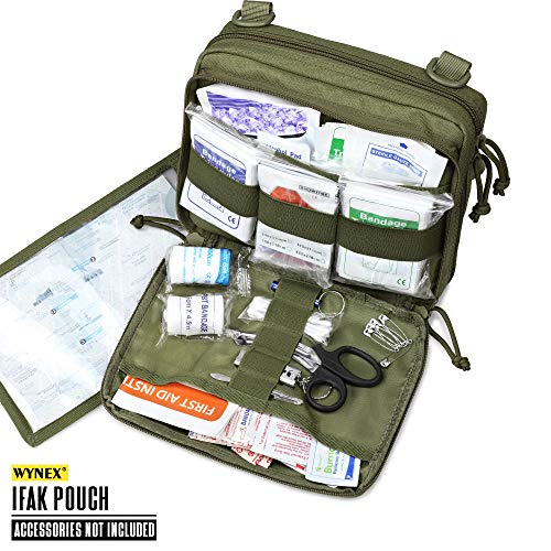 WYNEX Tactical Molle Admin Pouch, Double Layer Large EDC Tool Pouch Bag | Laser-Cut Design, Medical EMT IFAK with Map Pocket, Tool Organizer Molle Accessories, Flag Patch Included, 9.5"x7.5"x3.2" - color: Army Green
