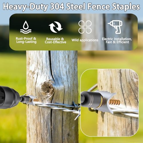 200 Pcs Stainless Steel Fence Staples Fence Nails for Softwood Reusable Fence Nails for Wire Mesh & Woven Fencing,Fence Fasteners with Wire Fixer, Easy Install & Remove with Power Drill - size: 200 Pcs