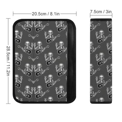 2 Pack Universal Fit Seat Belt Cover for Child, Stroller Pushchair High Chair, Rock Roll Music Gothic Skull Skeleton Automotive Seat Belt Protector, Pressure Relief - color: Pattern 1052