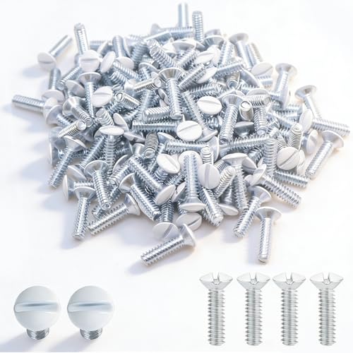 50 pcs 9/16" Wall Plate Screws, White Outlet Screws 6-32 Thread Light Electrical Cover Panel Switch Plate Screws(White） - color: White, size: 9/16"