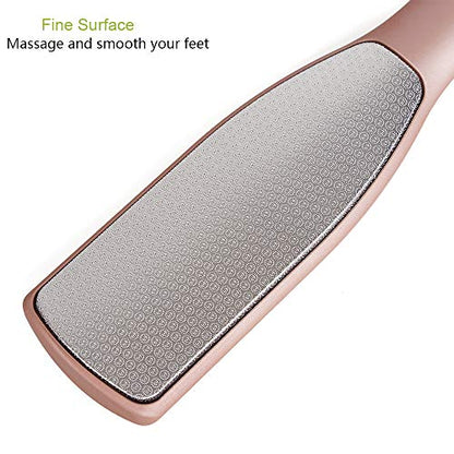 BEZOX Foot File Callus Remover, Double Sided Foot Scrubber for Dead Skin, Stainless Steel Pedicure File for Cracked Heel W/Cloth Storage Bag & Gift Box - style: Rose Golden