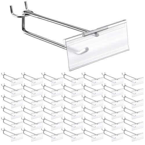 Thyle 100 Pcs Metal Scan Hook with Label Holder for 1/8" to 1/4" Pegboard, Peg Board Hooks with Price Tag, Pegboard Wall Accessories for Home Garage Retail Display Supplies (6 Inch) - size: 6 Inch