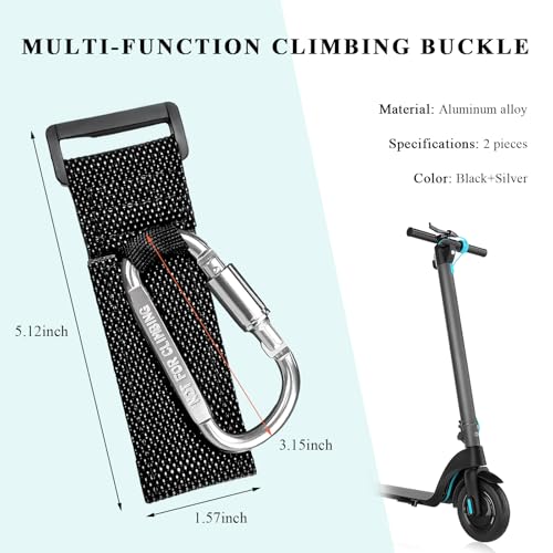 2PCS Hook for Hanging Helmet Goggle Headsets Bags, Heavy Duty Carabiner Clip, Adjustable Strap Hook for Scooter (Silver) - color: Silver