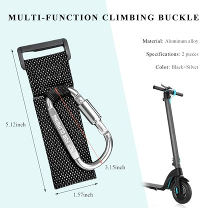 2PCS Hook for Hanging Helmet Goggle Headsets Bags, Heavy Duty Carabiner Clip, Adjustable Strap Hook for Scooter (Silver) - color: Silver