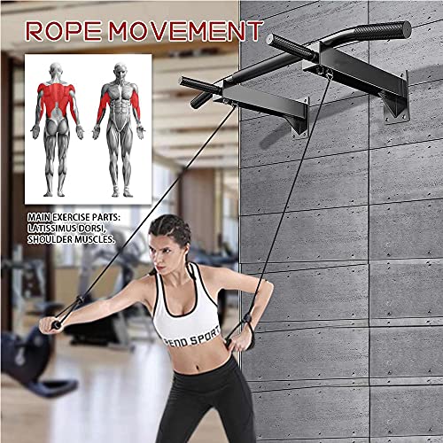 Wall Mounted Pull Up Bar and Dip Station,Heavy Duty Chin Up Bar Supports to 440lbs,Multifunction Exercise Bar for Indoor Home Workout, Black