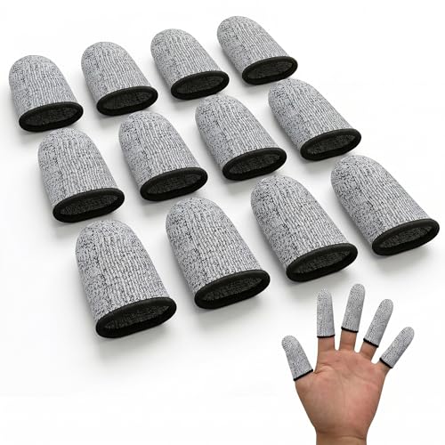 Finger Cots Cut Resistant Protector - Finger Covers for Cuts, Gloves Life Extender, Cut Resistant Finger Protectors for Kitchen, Work, Sculpture, Anti-Slip, Reusable (Gray, 12PK) - size: 12PK