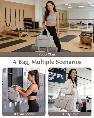 Small Gym Bag, Mini Gym Bag with Yoga Mat Holder & Wet Compartment, Camel | Yoga Mat Bag, Water Bottle Pocket, Detachable and Adjustable Shoulder Strap, Mini Duffle Bag for Workout Travel Dance - color: Puffer Camel