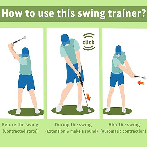 Retractable Golf Swing Training Aid, Golf Grip Trainer & Golf Swing Trainer for Warm-up, Right-Handed Golf Club for Indoor Practice, Golf Accessories - Strength & Tempo Training for Chipping Hitting - style: Right-Handed