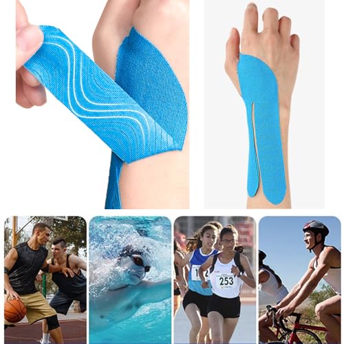 4 Pack Kinesiology Tape 4 Colors Wrist Support Tape Breathable Elastic Pre-Cut Bowling Thumb Tapes for Thumb Joint Pain Relief Arthritis Pain Baseball Soccer Sports Muscle Pains