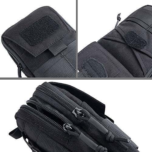 EXCELLENT ELITE SPANKER Tactical Molle EDC Pouch with Cellphone Pouch | Molle admin pouch,molle utility pouch,tool pouch,Organizer Nylon Belt Waist Bag - color: Black