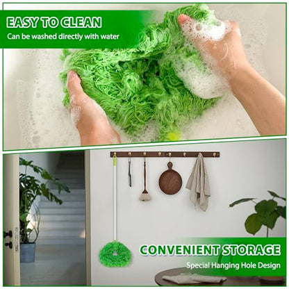 FONUNO Ceiling Fan Cleaner Duster High Ceiling Extended Fan Blade Cleaner | Reusable Microfiber Ceiling Fan Duster with Extension Handle from 13 to 50 Inch for Furniture Bookshelves Wall Door, Green - color: Green