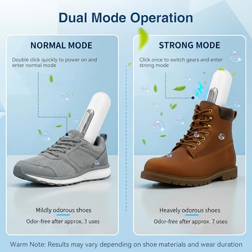 Qualirey Chemical-Free Shoe Deodorizer for Sneaker, Boot, Rechargeable Ozone Technology Shoe Odor Elimination (2 Pack)