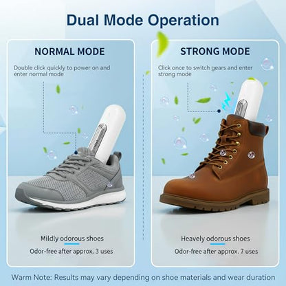 Qualirey Chemical-Free Shoe Deodorizer for Sneaker, Boot, Rechargeable Ozone Technology Shoe Odor Elimination (2 Pack)