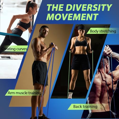 LEEKEY Pull Up Assistance Bands,5-125LB Resistance Bands with Grip、Door Anchor、Gym Bag - Exercise Bands for Full-Body Training, Fitness, Physical Therapy -USA Original Patent - style: 5-125LBS BLUE