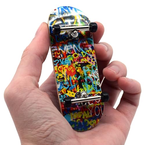 Teak Tuning 34mm Pro Fingerboard Heat Transfer Graphic Complete - Fully Assembled with Pro Level Parts - Pro Shaped Wood Deck (34x97mm), UltraSpin Wheels, Prodigy Trucks - Graffiti Wall - color: Graffiti Wall