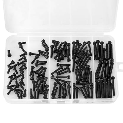 M3 x 8mm 12mm 16mm 20mm 25mm Hex Socket Head Cap Screws Bolts, 12.9 Grade Alloy Steel, Black Oxide Finish, Metric Allen Hex Drive, Machine Fully Threaded, Assortment Kit 125PCS - size: M3 x 8/12/16/20/25mm (125PCS)