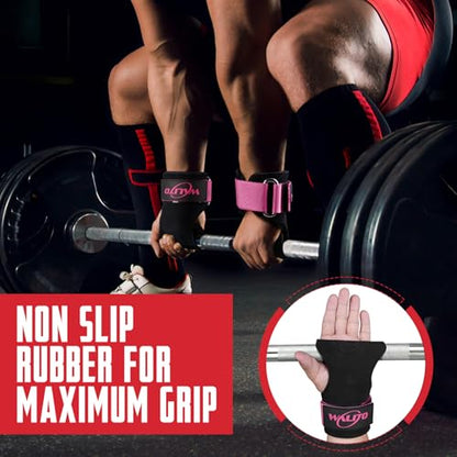 Weight Lifting Wrist Strap，Double Layer Leather Wrist Wraps with Neoprene Padding for Weightlifting & Deadlifts – Adjustable Gym Straps for Men & Women - color: Pink