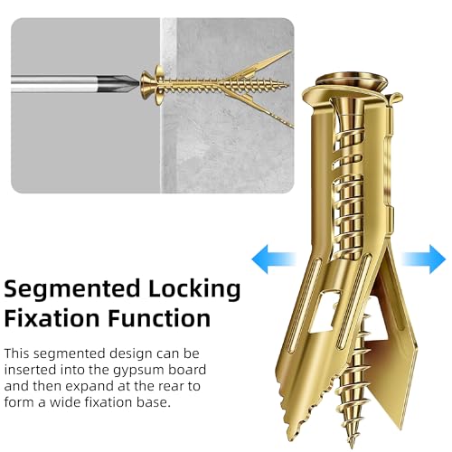 100 PCS Heavy Duty Self Drilling Drywall Anchors Kit with 1 Drill Bit - Zinc-Plated Steel Material - No Drill Required Holds Up to 75LB for Gypsum Board, Hollow Walls and Mounting TV, Picture Frames - size: 100Pcs 2Size kit