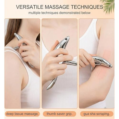 Trigger Point Massage Tool,Stainless Steel Muscle Scraper Tool,Gua Sha,Fascia Blaster for Body Pain Relief,Items Thumb Saver Acupressure Tool,Fascia Release Tools for Full Body Pain Relief