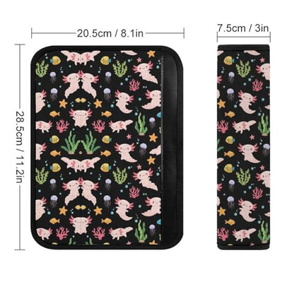 2 Pack Breathable Car Seat Belt Pad for Child, Stroller Pushchair High Chair, Sea Cute Axolotl Neck Strap Covers, Neck and Shoulder Support - color: Pattern 795