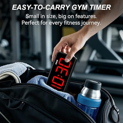 Acedeck Portable Gym Timer Clock: Fitness Digital Clock with Strong Magnet - Remote Control for Fitness Enthusiasts - Powerful Battery for Home Gym Garage Boxing - color: Black