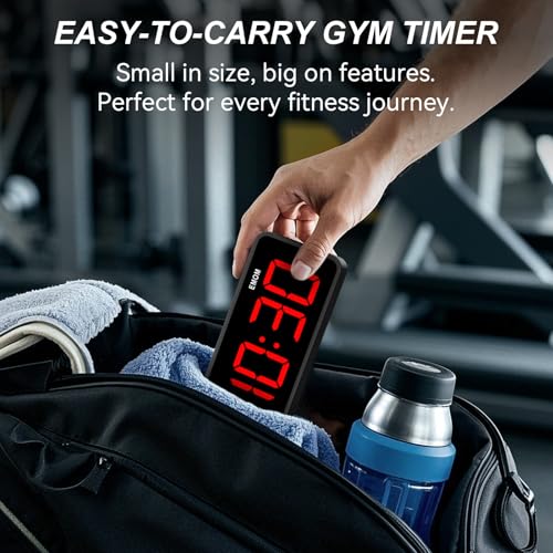 Portable Gym Timer Clock: Fitness Digital Clock with Strong Magnet | Remote Control for Fitness Enthusiasts - Powerful Battery for Home Gym Garage Boxing Crossfit - color: Black