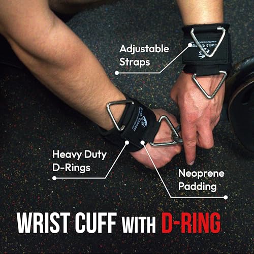 Wrist Cuffs Support - Cable Attachments For Gym Machine Workout Adjustable Wrist Straps For Weightlifting With Sturdy Buckle Neoprene Padding For Strength Training, Lateral Raises - size: Medium ( Upto 6.7" Wrist Circumference )