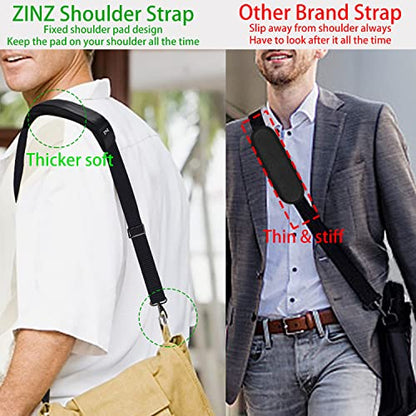 ZINZ Shoulder Strap 58" Ultra-Thick Fixed Padded and Adjustable Buckles Crossbody Strap for Briefcase Laptop Bag Luggage - color: Black