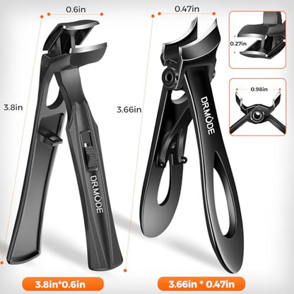 Toenail Clippers for Seniors Thick Toenails, Slanted Large Nail Clippers for Men Thick Ingrown Nails with Wide Opening, Heavy Duty Angled Head Nail Clipper Cutter with Catcher -Black - style: Slanted Wide Opening & Angled Head