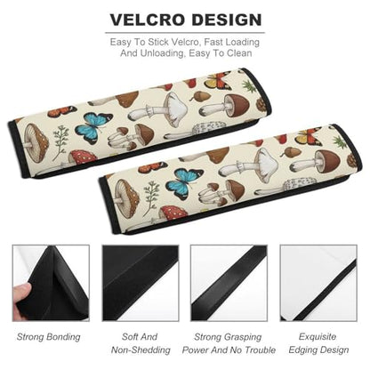 2PCS Mushroom Moth Floral Car Seat Belt Pad Universal Fit Seat Belt Covers Cushion for Kids, Car Seats Pushchair Strollers High Chair Pushchair, Easy Install (No Tool) - color: Pattern 255