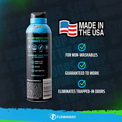 FunkAway Aerosol Spray, 8 oz., 6 Pack, Extreme Odor Eliminator Spray, Ideal for Shoe Smells, Pet Odors and Bulky Stuff that Won't Fit in the Wash; Attacks Musty Odors at the Source - size: 8 Ounce (Pack of 6)