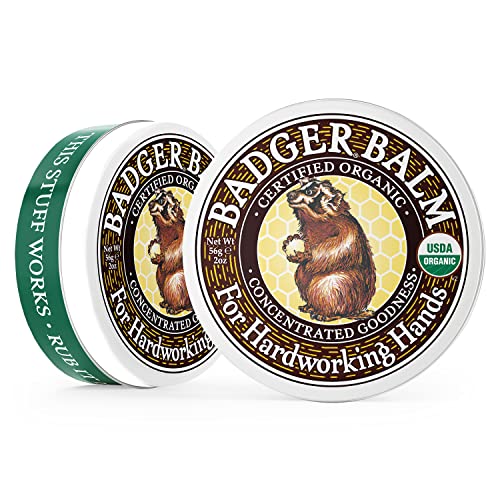 Badger - Hardworking Hands Healing Balm, Aloe Vera & Wintergreen, Working Hand Balm, for Dry Hands, Hand Moisturizer, Certified Organic, 2 oz (3 Pack) - size: 2 Ounce (Pack of 3)