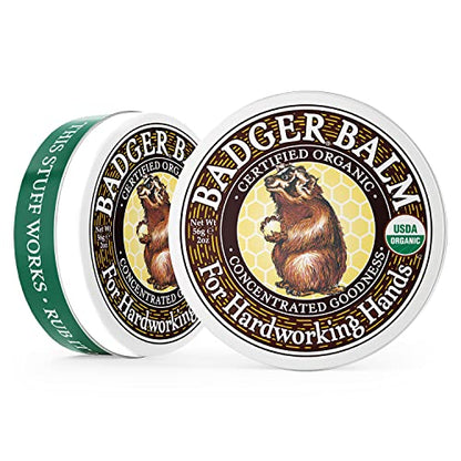 Badger - Hardworking Hands Healing Balm, Aloe Vera & Wintergreen, Working Hand Balm, for Dry Hands, Hand Moisturizer, Certified Organic, 2 oz (3 Pack) - size: 2 Ounce (Pack of 3)