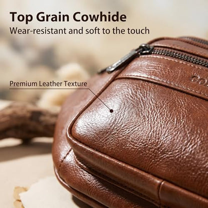 Genuine Leather Waist Pack for Men, Large Belt Bag with Adjustable Strap up to 47.2 Inches (New Brown) - color: New Brown
