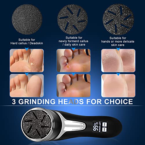 Electric Callus Remover for Feet with Vacuum, Professional Pedicure Tools Kit, Rechargeable Waterproof Foot File for Foot Care Deadskin Remover with 3Heads&2Speed,LCD Display - style: Black Electric Callus Remover +10in1