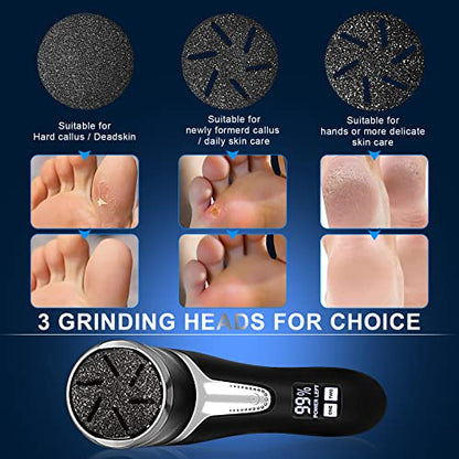 Electric Callus Remover for Feet with Vacuum, Professional Pedicure Tools Kit, Rechargeable Waterproof Foot File for Foot Care Deadskin Remover with 3Heads&2Speed,LCD Display - style: Black Electric Callus Remover +10in1