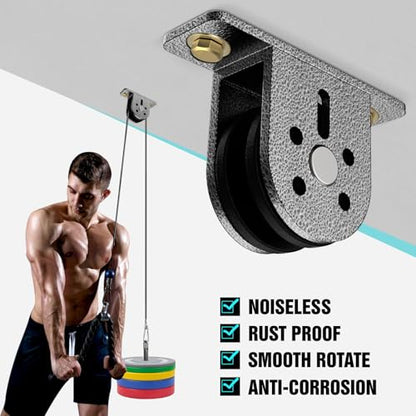 Cable Rope Bearing Pulley Wheel, Wall-Mounted Fixed Pulley Weight System for Home Gym, Weightlifting, DIY Fitness Equipment, Ceiling Mount Accessories - color: Grey-2pcs