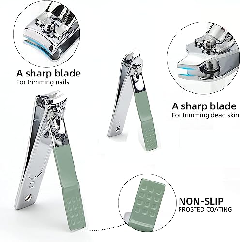 Manicure Set Nail Clipper Set Women Men Nail Clippers Kit Nail Care Kit | Fingernail Toenail Cutters Personal Care Tools Manicure Pedicure with Travel Case Nail Grooming Kit Gifts for Women Men - color: Green