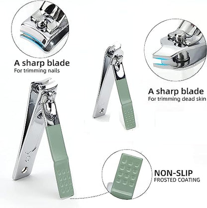 Manicure Set Nail Clipper Set Women Men Nail Clippers Kit Nail Care Kit | Fingernail Toenail Cutters Personal Care Tools Manicure Pedicure with Travel Case Nail Grooming Kit Gifts for Women Men - color: Green