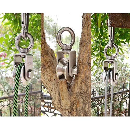 Heyous 1-Pack V Type Swivel Pulley 304 Stainless Steel Duplex Bearing Super-Silent Detachable 360 Degree Rotation Heavy Duty Traction Wheel - style: V Type Slot
